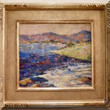 A03. Signed landscape painting of Lake Como by Herbert Nelson Hooven. Oil on canvas. Frame: 23”h x 24”w 